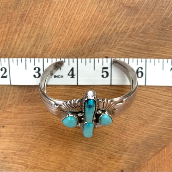 Navajo Turquoise and Sterling Wide Cuff Bracelet - Picture 16 of 16